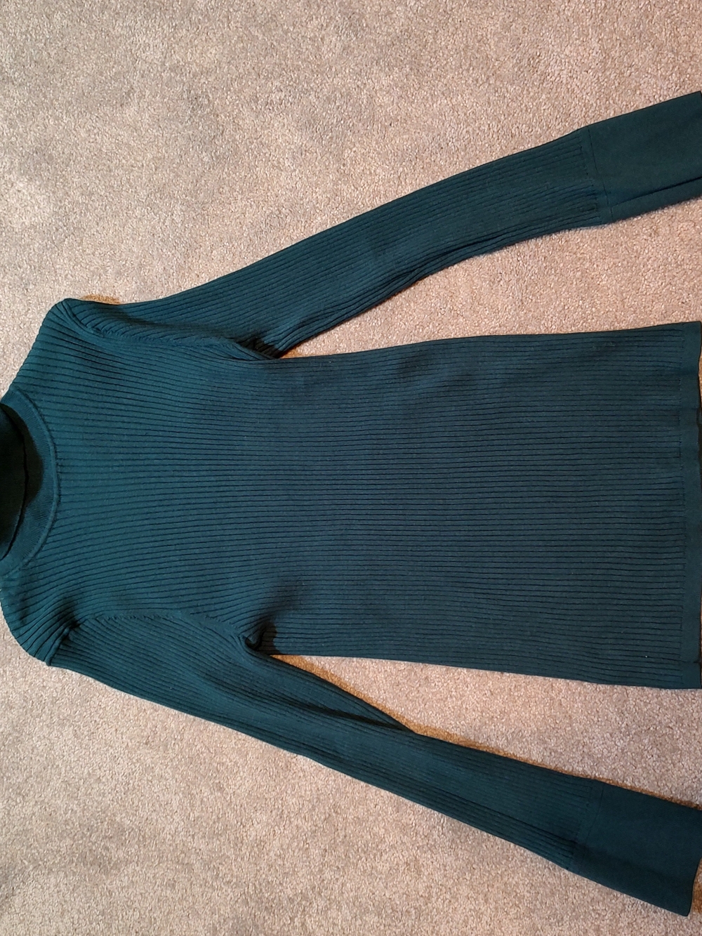 LOFT Teal Ribbed Cowl/Turtleneck Sweater Dress